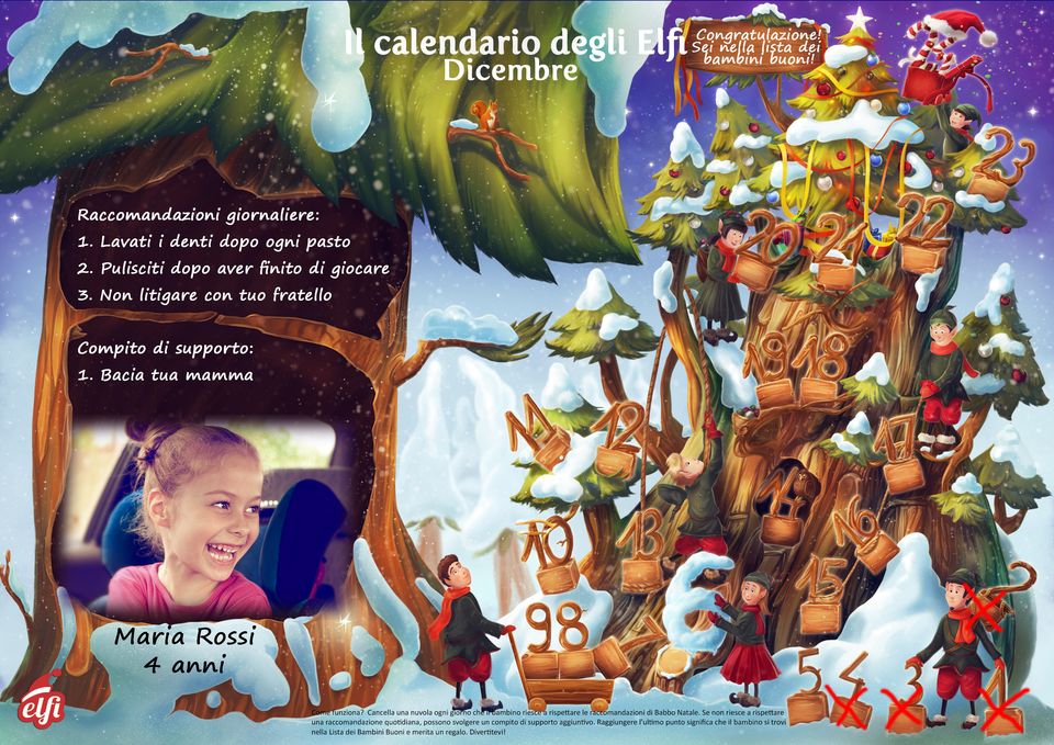 Calendario dell'Avvento gratuito per bambini